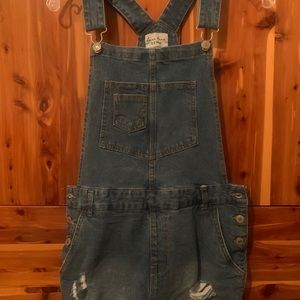 Denim short overalls